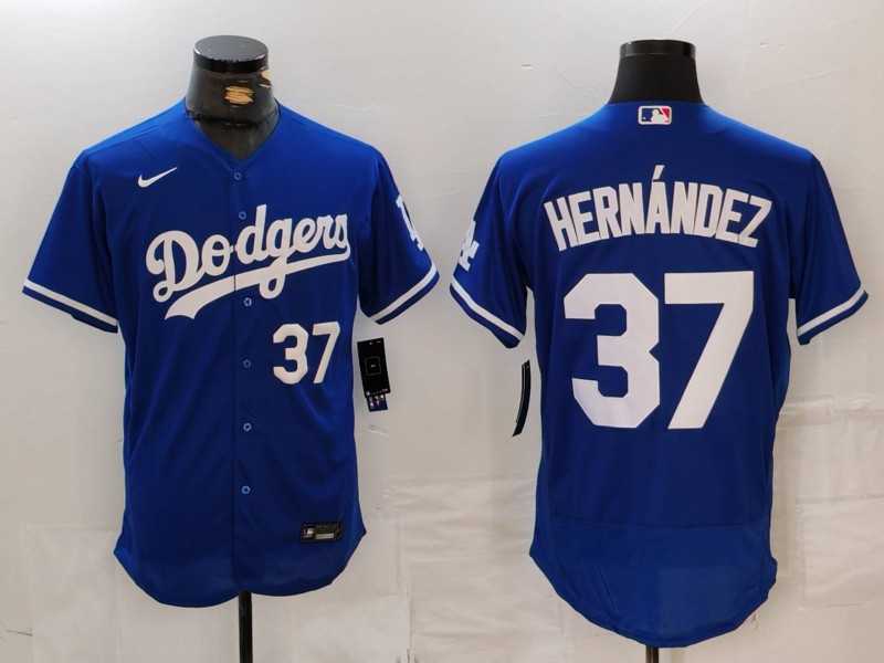 Men%27s Los Angeles Dodgers #37 Teoscar Hernandez Number Blue Flex Base Stitched Jerseys->los angeles dodgers->MLB Jersey